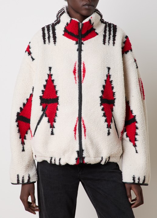 Isabel Marant Ivana vest van teddy met ingebreid patroon - detail 2 gebroken wit