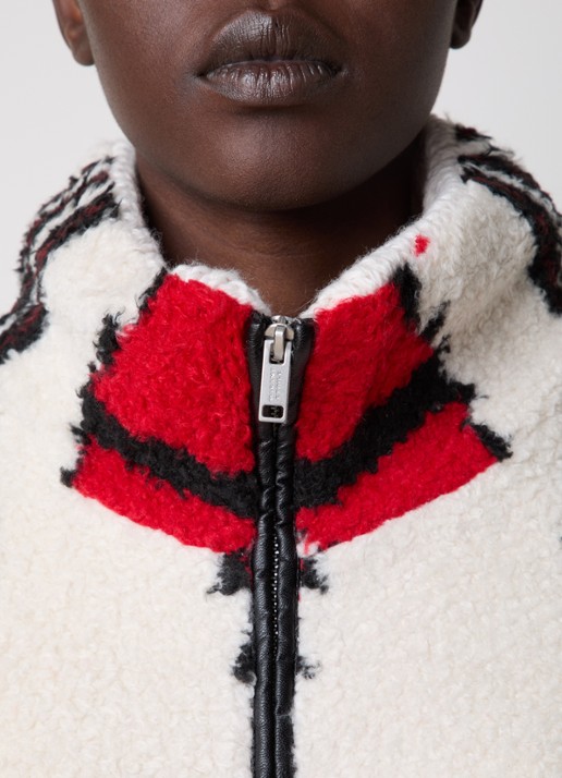 Isabel Marant Ivana vest van teddy met ingebreid patroon - detail 4 gebroken wit