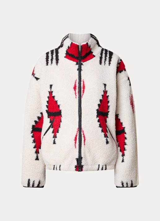 Isabel Marant Ivana vest van teddy met ingebreid patroon - voorkant 5 gebroken wit