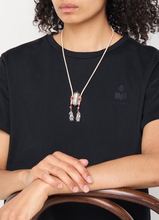 Isabel Marant Janis ketting met hanger - voorkant 2 beige