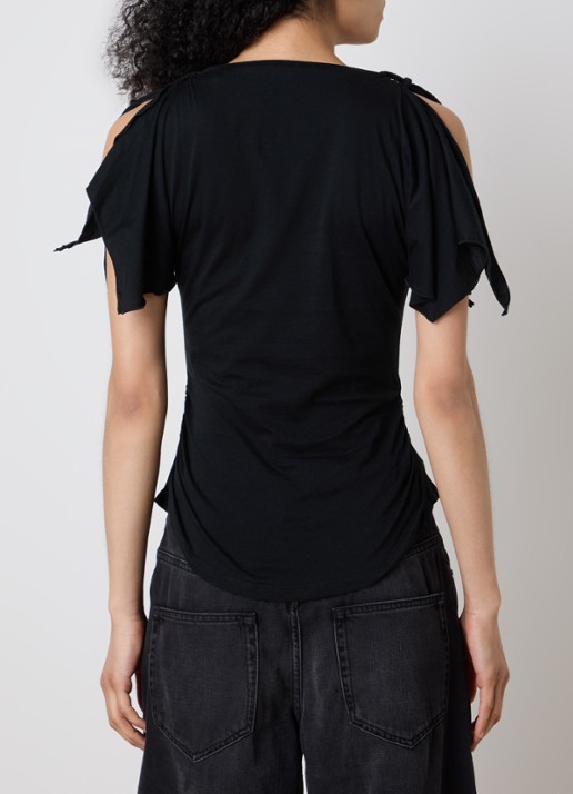 Isabel Marant Jazia top met gedrapeerd detail - achterkant zwart