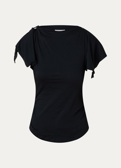 Isabel Marant Jazia top met gedrapeerd detail - voorkant 4 zwart