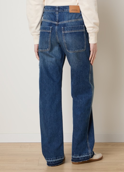 Isabel Marant Jeyda mid waist straight leg jeans met donkere wassing - achterkant 3 blauw