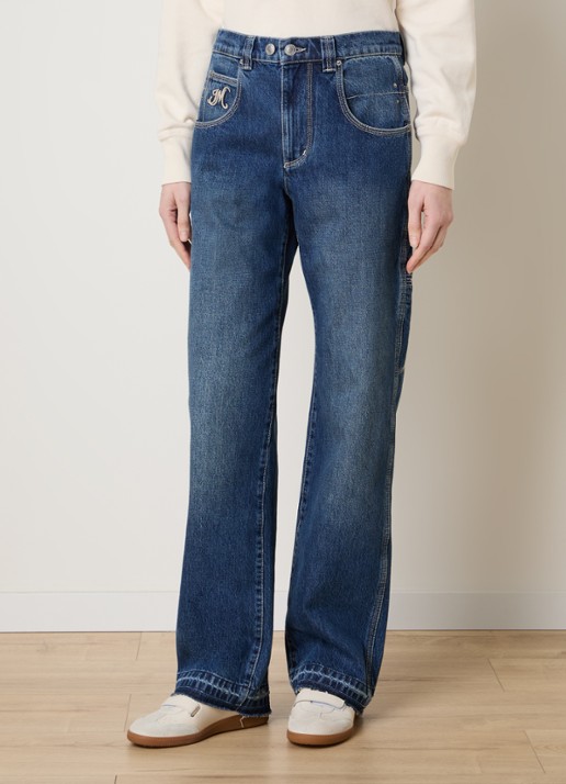 Isabel Marant Jeyda mid waist straight leg jeans met donkere wassing - detail 4 blauw