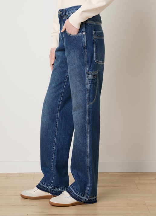 Isabel Marant Jeyda mid waist straight leg jeans met donkere wassing - detail 5 blauw