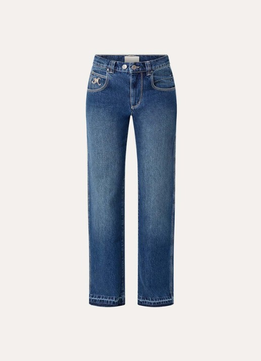 Isabel Marant Jeyda mid waist straight leg jeans met donkere wassing - voorkant blauw