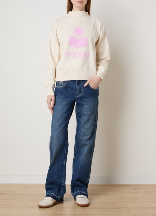 Isabel Marant Jeyda mid waist straight leg jeans met donkere wassing - voorkant 2 blauw