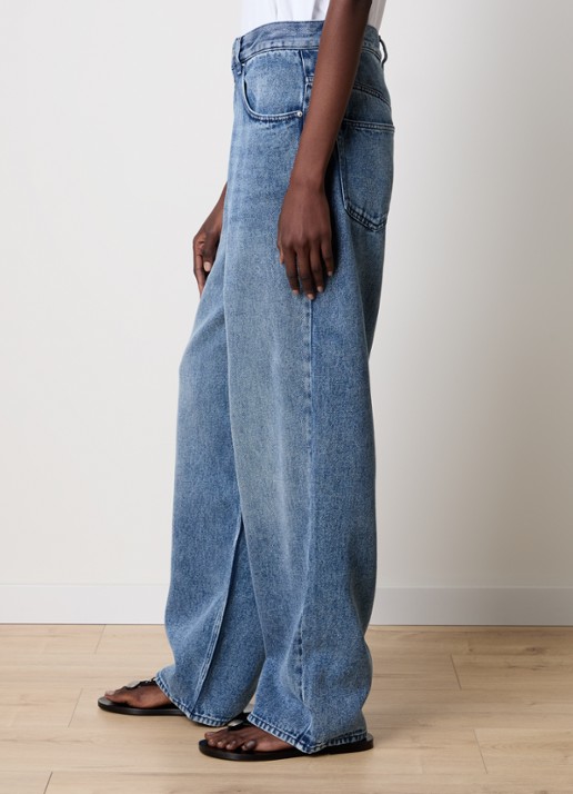 Isabel Marant Joanny high waist wide leg jeans  met medium wassing - detail 5 indigo