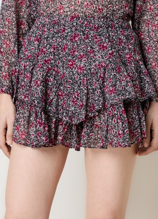Isabel Marant Jocadia high waist wide fit korte broek met bloemenprint en ruches