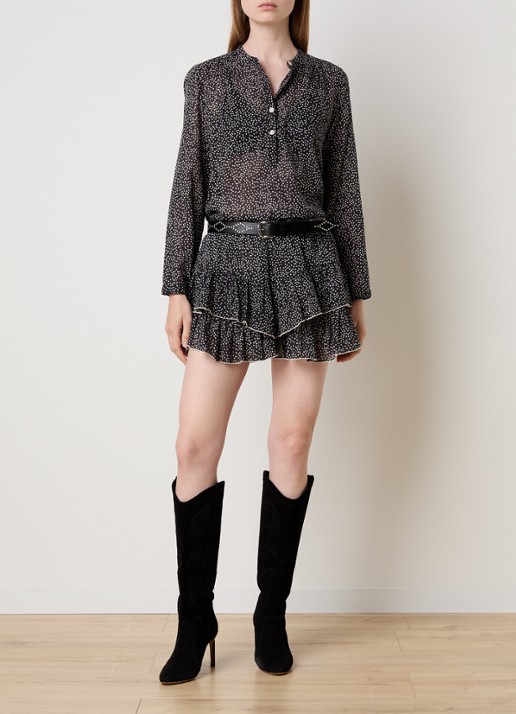Isabel Marant Jocadia mini broekrok met stippenprint - voorkant 2 zwart