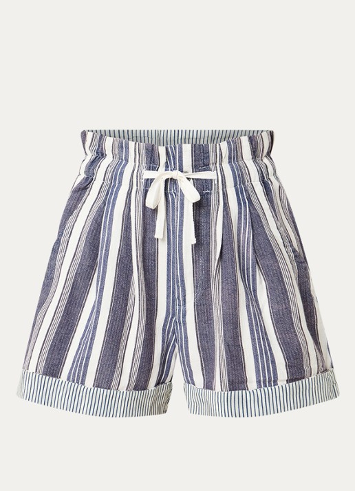 Isabel Marant Joely high waist straight fit korte broek met steekzakken - voorkant gebroken wit