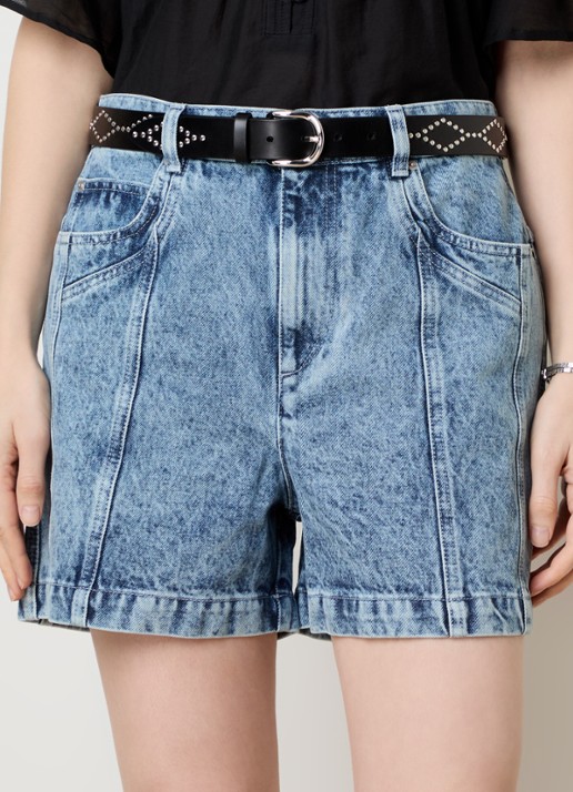 Isabel Marant Joely high waist straight fit korte broek met steekzakken