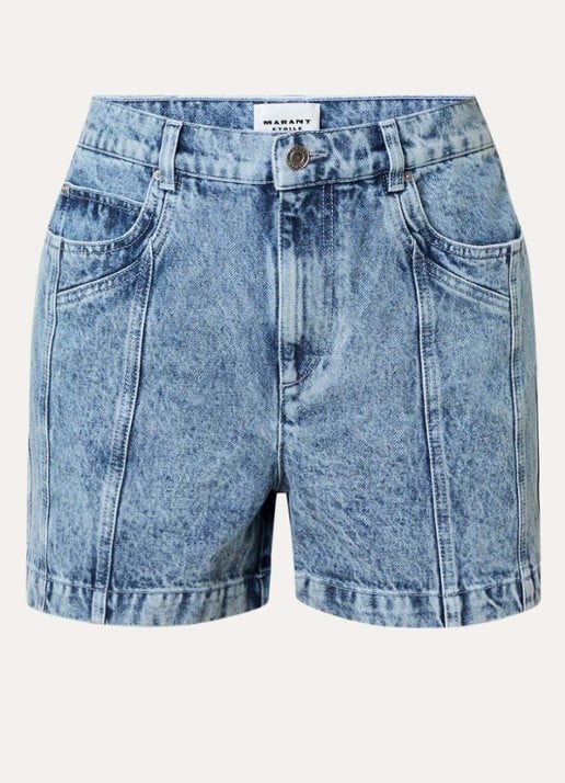 Isabel Marant Joely high waist straight fit korte broek met steekzakken - voorkant 2 indigo