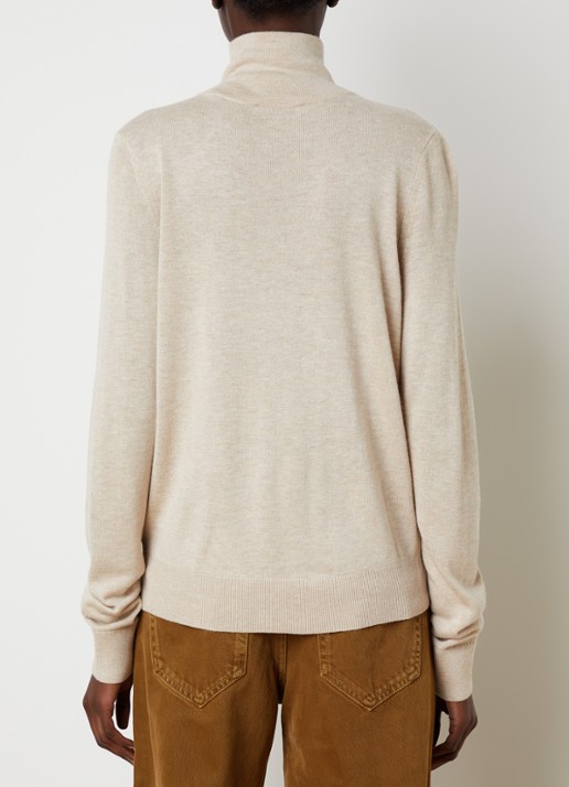 Isabel Marant Jovienne fijngebreide trui in wolblend met opstaande kraag - achterkant beige