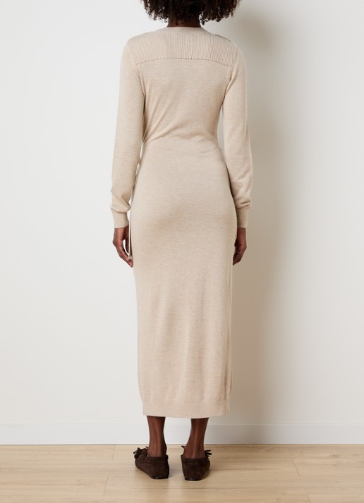 Isabel Marant Jozira fijngebreide maxi jurk in wolblend - achterkant 5 beige