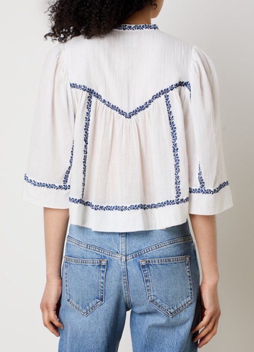 Isabel Marant Juline tuniek met bloemborduring - achterkant gebroken wit
