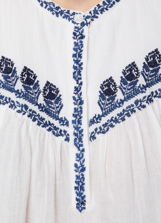 Isabel Marant Juline tuniek met bloemborduring - detail 5 gebroken wit