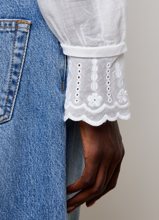 Isabel Marant Kelmon blouse met volant en borduring - detail 5 wit