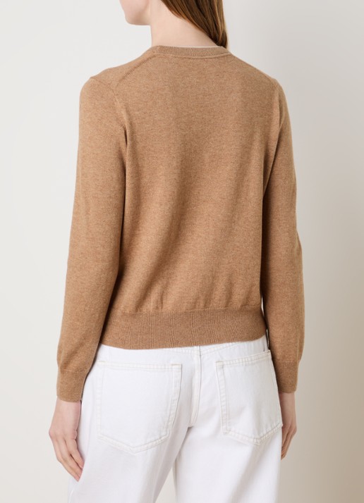 Isabel Marant Lanta fijngebreide trui in wolblend met ingebreide logo - achterkant camel