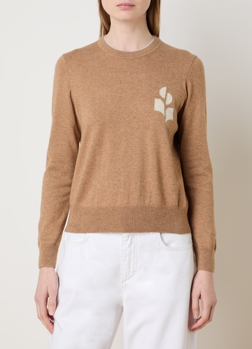 Isabel Marant Lanta fijngebreide trui in wolblend met ingebreide logo