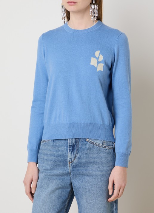 Isabel Marant Lanta fijngebreide trui in wolblend met ingebreide logo