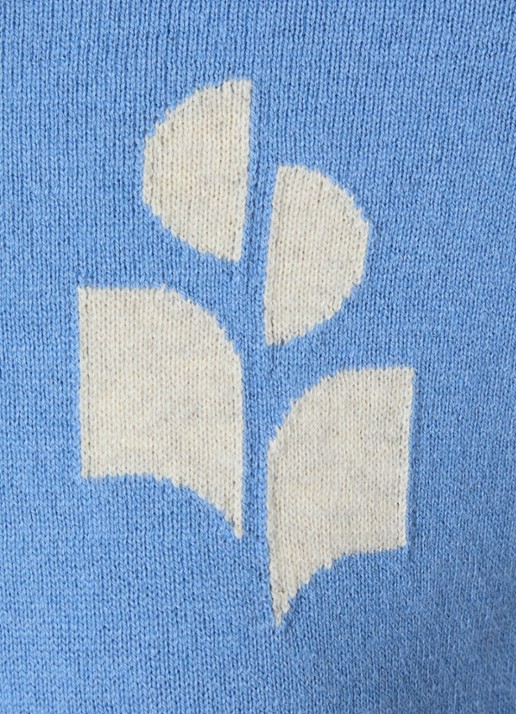 Isabel Marant Lanta fijngebreide trui in wolblend met ingebreide logo - detail 3 blauwgrijs
