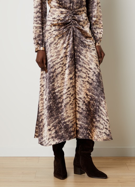 Isabel Marant Laren midirok van zijde met slangenprint
