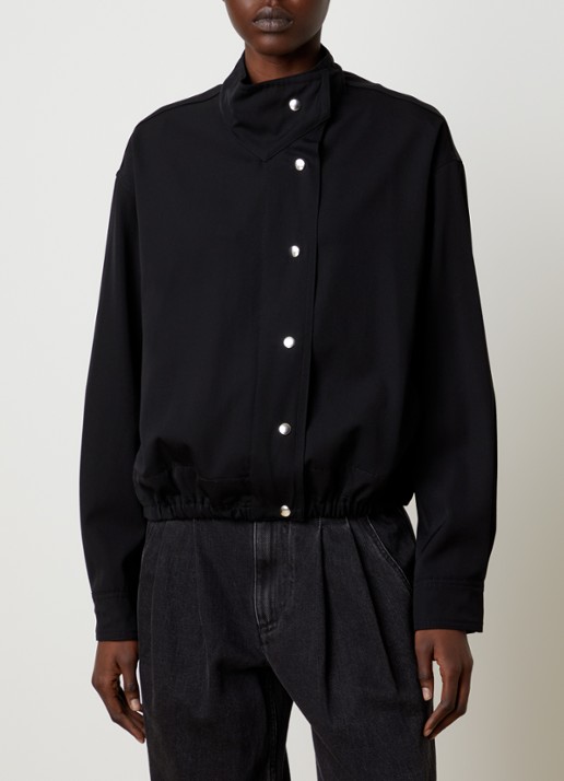 Isabel Marant Laura bomberjack van scheerwol met asymmetrisch detail