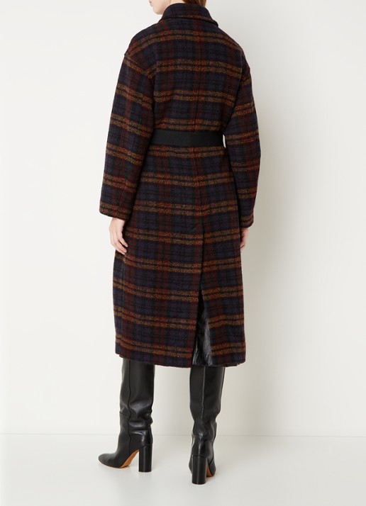 Isabel Marant Laurie mantel in wolblend met ceintuur en steekzakken - achterkant 5 multicolor