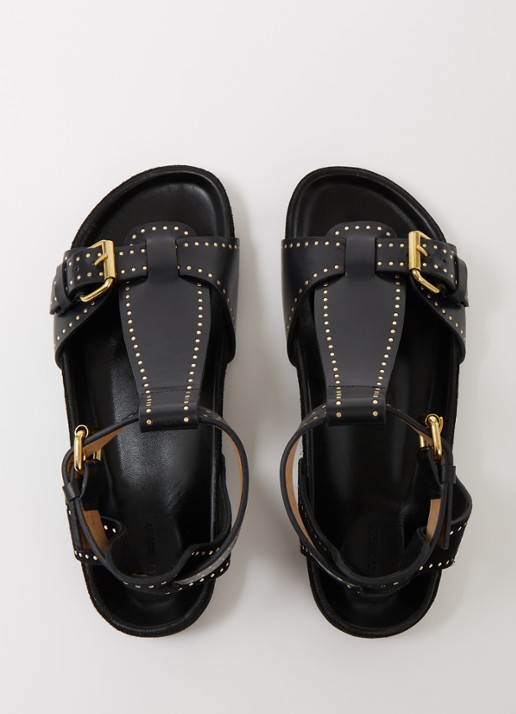Isabel Marant Layne sandaal van leer en suède met studs - detail 3 zwart