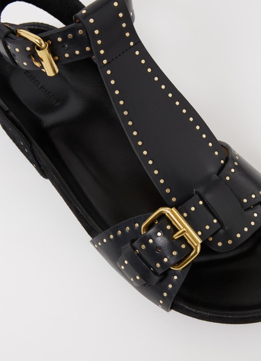 Isabel Marant Layne sandaal van leer en suède met studs - detail 4 zwart