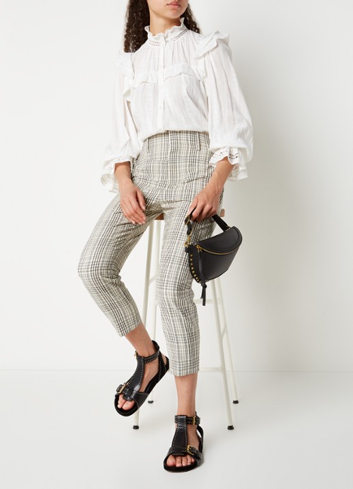 Isabel Marant Layne sandaal van leer en suède met studs - voorkant 8 zwart