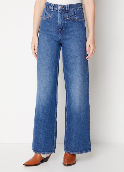 Isabel Marant Lemony high waist wide fit jeans met medium wassing - detail indigo