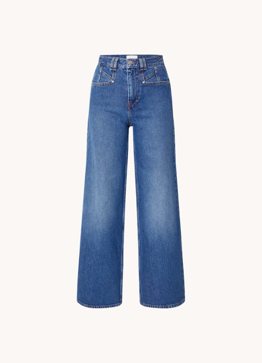 Isabel Marant Lemony high waist wide fit jeans met medium wassing - voorkant 4 indigo