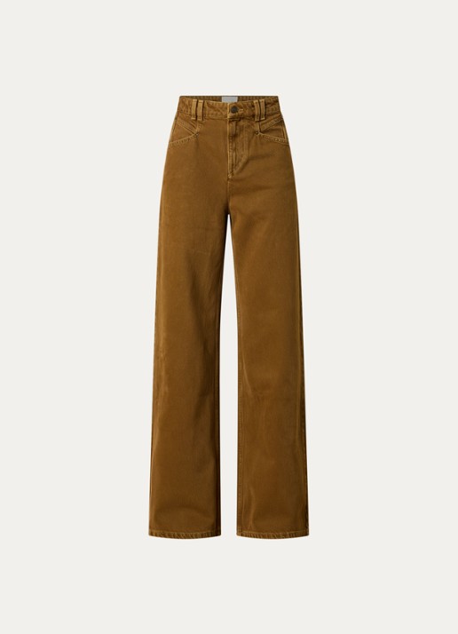 Isabel Marant Lemony high waist wide leg jeans met steekzakken - voorkant 4 brons