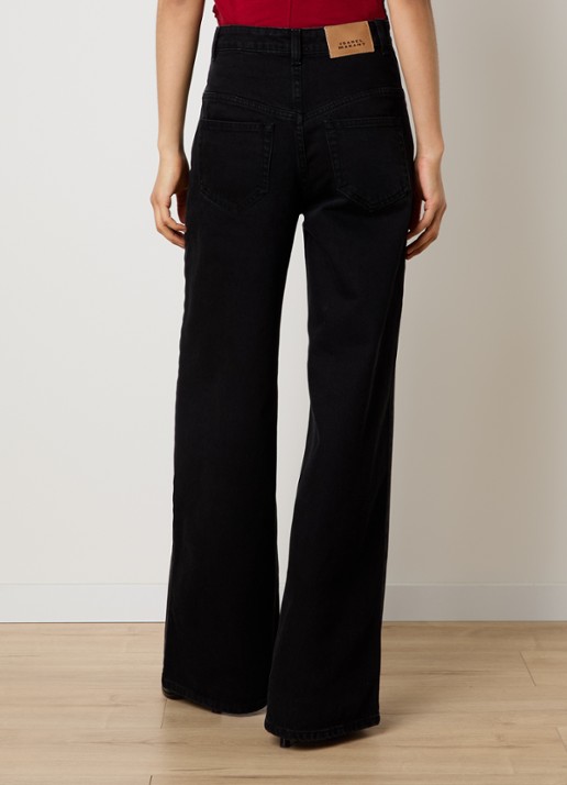 Isabel Marant Lemony high waist wide leg jeans met steekzakken - achterkant zwart