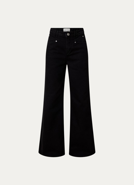 Isabel Marant Lemony high waist wide leg jeans met steekzakken - voorkant 5 zwart