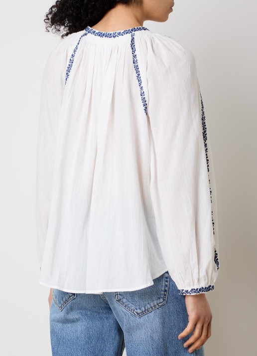 Isabel Marant Lena tuniek met V-hals en borduring - achterkant 5 gebroken wit