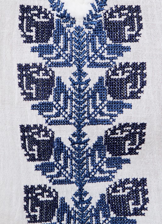 Isabel Marant Lena tuniek met V-hals en borduring - detail 2 gebroken wit