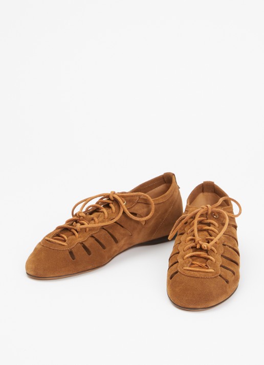Isabel Marant Leyza sneaker van kalfssuède - detail 4 cognac