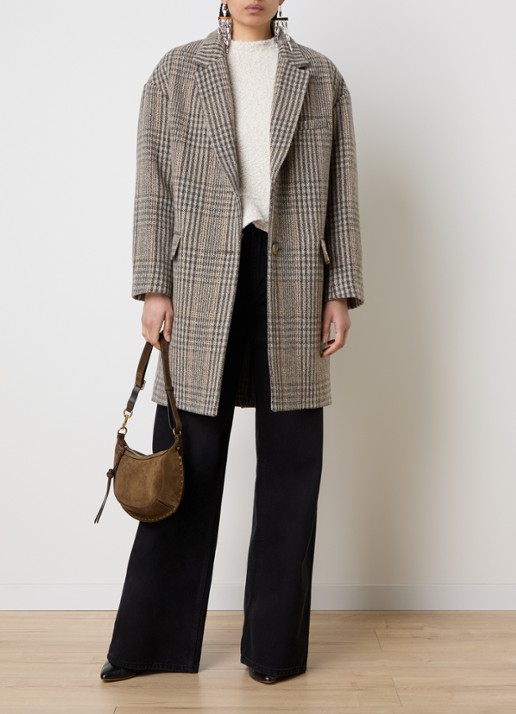 Isabel Marant Limiza mantel van wol met klepzakken - voorkant 3 donkerbeige
