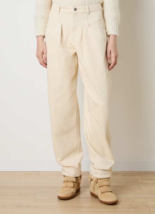 Isabel Marant Lisha high waist tapered jeans met gekleurde wassing - detail beige