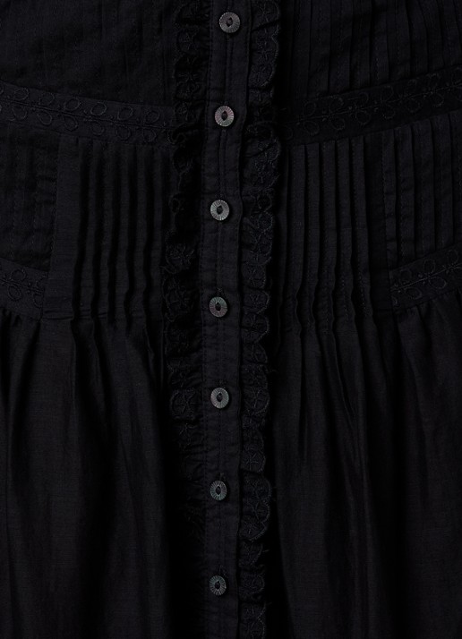 Isabel Marant Loraine maxi rok met borduring en volant - detail 3 zwart