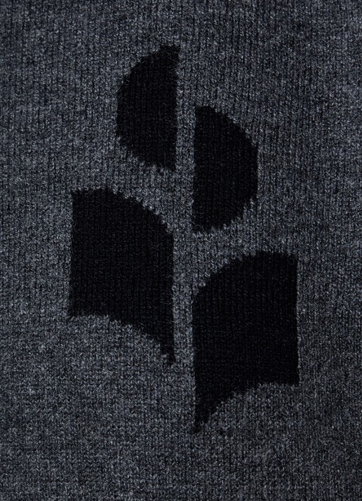 Isabel Marant Loriby sweater in wolblend met logo - detail 2 antraciet