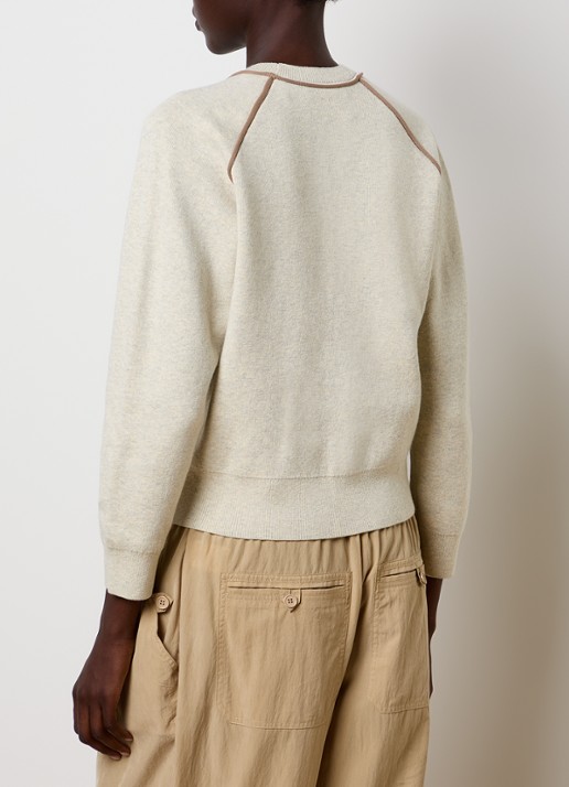 Isabel Marant Loriby sweater in wolblend met logo - achterkant 3 khaki