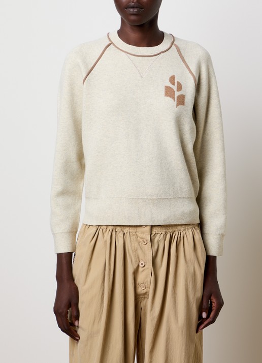 Isabel Marant Loriby sweater in wolblend met logo - detail 4 khaki