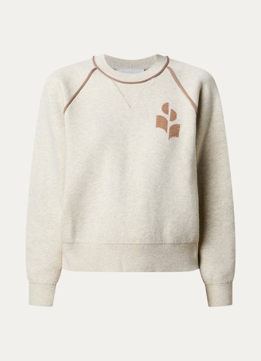 Isabel Marant Loriby sweater in wolblend met logo - voorkant khaki