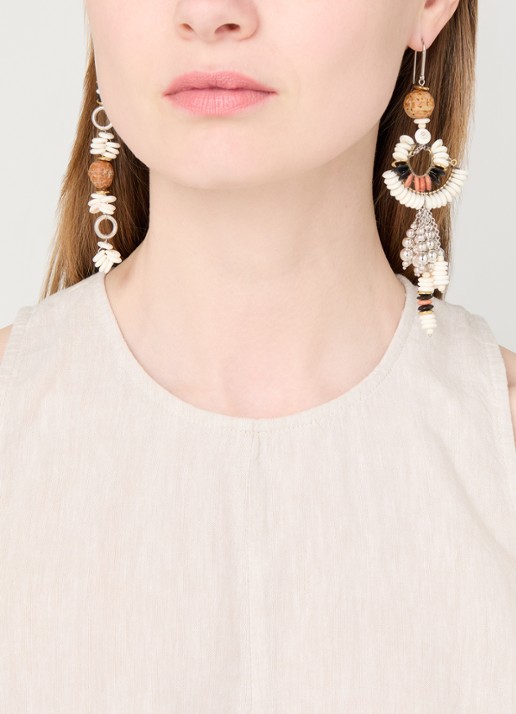 Isabel Marant Lyna oorhangers met kralen - voorkant 3 gebroken wit