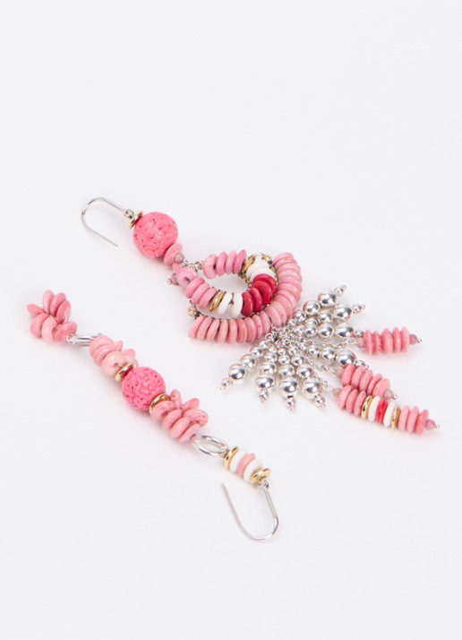 Isabel Marant Lyna oorhangers met kralen - detail roze