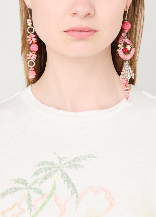 Isabel Marant Lyna oorhangers met kralen - voorkant 4 roze
